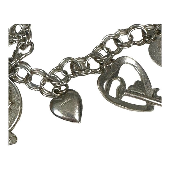 Vintage Forstner Charm Bracelet With Heart & Cross Charms And Pink Stone Accent - Picture 13 of 16